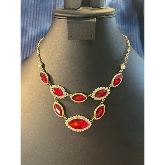 Women's Monet Red & Gold Necklace - Picture 2 of 5